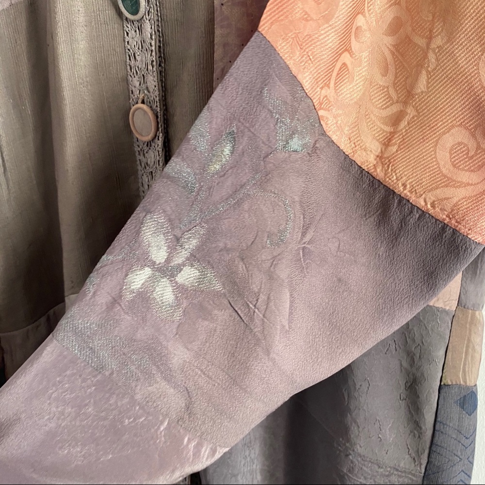 Boho Chic Patchwork Pink Lavender Oversized Blouse - image 6